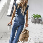 Bell Wide Leg Bodycon Denim Jumpsuit Casual Rompers Back Lace Up-Denim Jumpsuit-Arimonz-Arimonz
