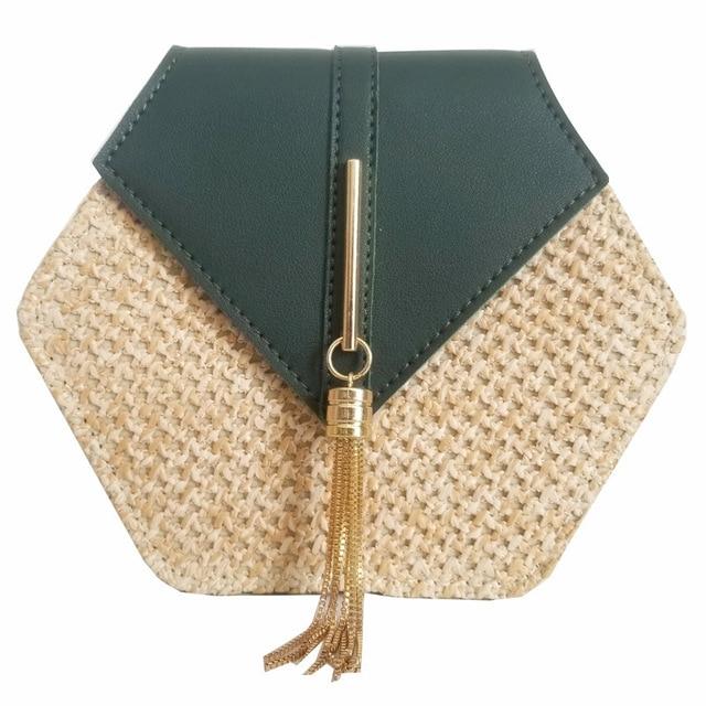 Bella Handmade Woven Rattan Bag-Handbags-Arimonz-Dark green-Arimonz