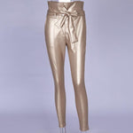 Belt High Waist Pencil Pants-Pants-Arimonz-gold pencil pant-S-Arimonz