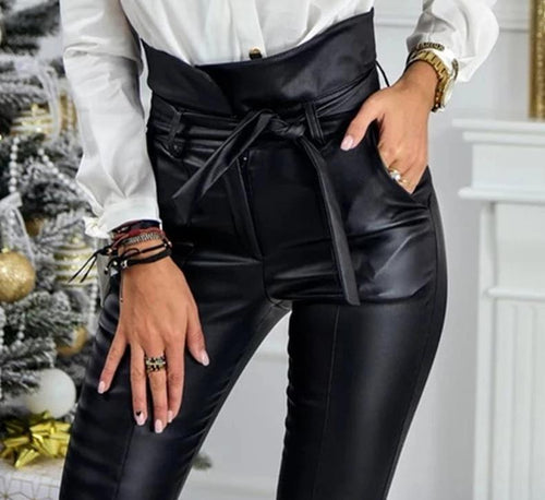 Belt High Waist Pencil Pants-Pants-Arimonz-Arimonz
