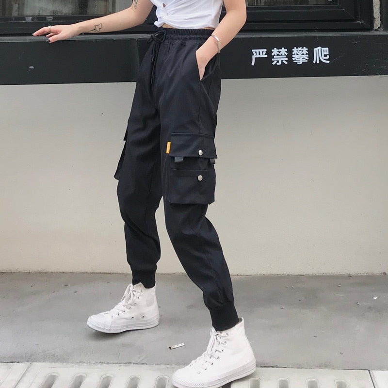Big Pockets Cargo Pants Women High Waist Loose Streetwear Pants-Pants-Arimonz-Arimonz
