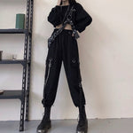 Big Pockets Cargo Pants Women High Waist Loose Streetwear Pants-Pants-Arimonz-Black - Design 6-S-Arimonz