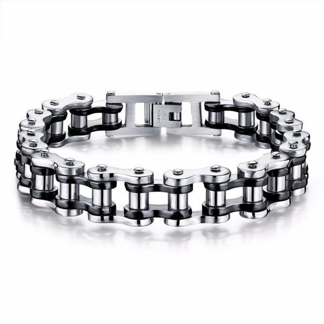 Biker Chain Bracelet Bracelet Link Chain Fashion Bangles Jewelry-Braceletes-Arimonz-Silver Black-Arimonz