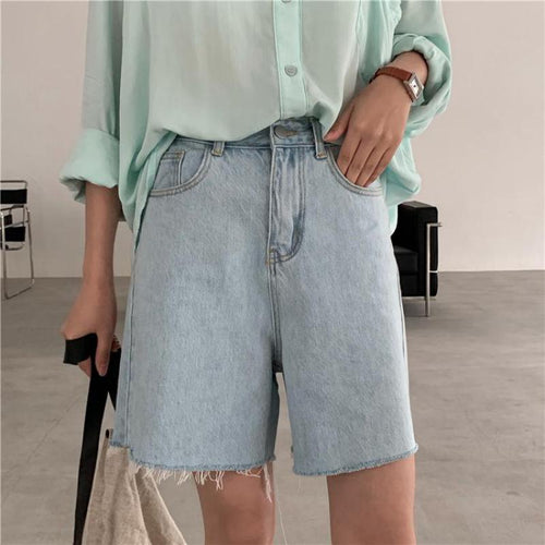 Biker Shorts Women Cotton Denim Shorts Jeans High Waist Cool Shorts-Denim Shorts-Arimonz-Arimonz