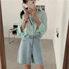 Biker Shorts Women Cotton Denim Shorts Jeans High Waist Cool Shorts-Denim Shorts-Arimonz-Arimonz