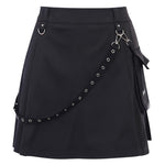 Black High Waist Black Skirts Women Patchwork Bandage Mini Skirt-Skirts-Arimonz-Arimonz