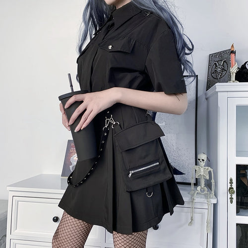 Black High Waist Black Skirts Women Patchwork Bandage Mini Skirt-Skirts-Arimonz-S-Arimonz