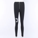 Black Pencil High Waist Pants Gothic Zipper Hollow Out Bodycon Trouser-Pants-Arimonz-Arimonz
