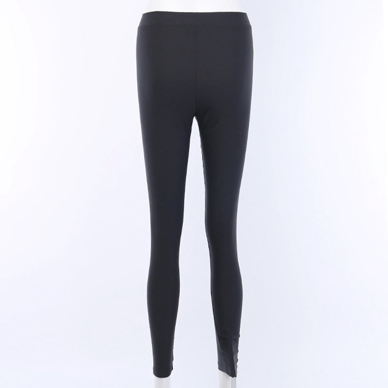 Black Pencil High Waist Pants Gothic Zipper Hollow Out Bodycon Trouser-Pants-Arimonz-Arimonz