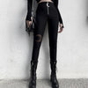 Black Pencil High Waist Pants Gothic Zipper Hollow Out Bodycon Trouser-Pants-Arimonz-Arimonz