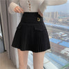 Black Pleated Skirts Women High Waist Mini Skirt A-Line Skirt-Skirts-Arimonz-Arimonz