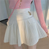 Black Pleated Skirts Women High Waist Mini Skirt A-Line Skirt-Skirts-Arimonz-white-S-Arimonz