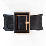 Black PU Classy Wide Waist Belt For Woman-Belts-Arimonz-Arimonz