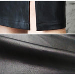 Black PU Leather Skirt Women Midi High Waist Bodycon Split Skirt-Skirts-Arimonz-Arimonz