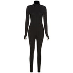 Zipper Turtleneck Jumpsuit Women Full Sleeve Slim Rompers Body Suit