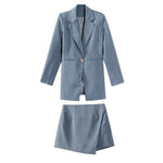 Blazer Jacket & Skirt-Wear To Work Sets-Arimonz-gray-S-Arimonz