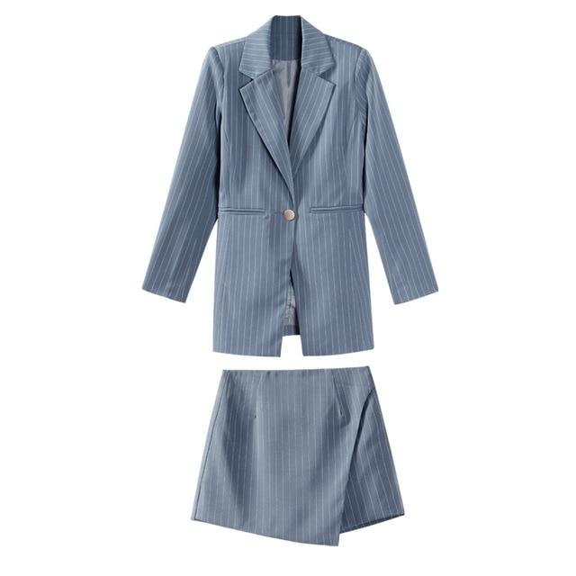 Blazer Jacket & Skirt-Wear To Work Sets-Arimonz-gray-S-Arimonz