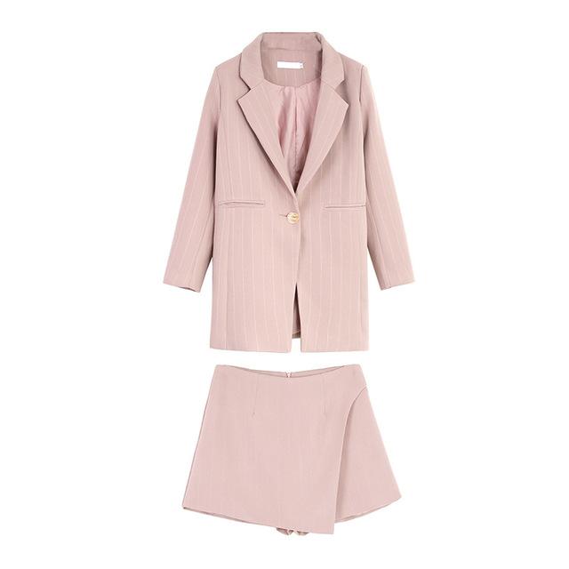 Blazer Jacket & Skirt-Wear To Work Sets-Arimonz-pink-S-Arimonz