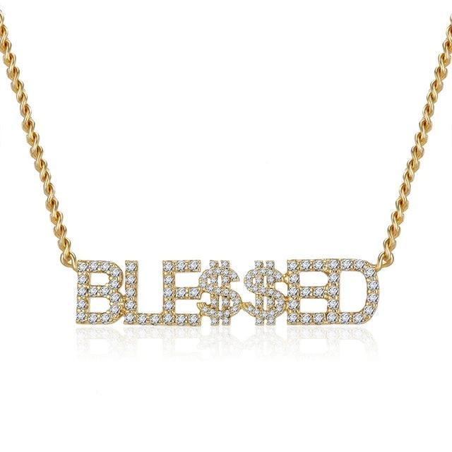 Blessed Crystal Necklace-Necklaces-Arimonz-Gold Plating-1-5 Letters-45cm/17.71inch-Arimonz