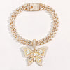 Bling Rhinestone Butterfly Cuban Anklets Bracelet Chunky Cuban Anklet-Anklets-Arimonz-Arimonz