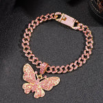 Bling Rhinestone Butterfly Cuban Anklets Bracelet Chunky Cuban Anklet-Anklets-Arimonz-Arimonz