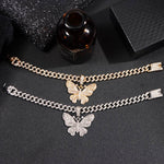 Bling Rhinestone Butterfly Cuban Anklets Bracelet Chunky Cuban Anklet-Anklets-Arimonz-Arimonz