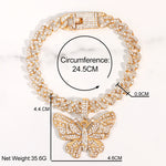 Bling Rhinestone Butterfly Cuban Anklets Bracelet Chunky Cuban Anklet-Anklets-Arimonz-Arimonz