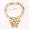Bling Rhinestone Butterfly Cuban Anklets Bracelet Chunky Cuban Anklet-Anklets-Arimonz-Arimonz