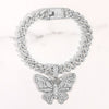 Bling Rhinestone Butterfly Cuban Anklets Bracelet Chunky Cuban Anklet-Anklets-Arimonz-Arimonz
