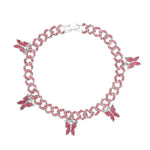 Bling Rhinestone Butterfly Cuban Anklets Bracelet Chunky Cuban Anklet-Anklets-Arimonz-Bright Pink Style B-Arimonz