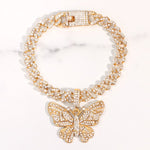 Bling Rhinestone Butterfly Cuban Anklets Bracelet Chunky Cuban Anklet-Anklets-Arimonz-Gold Style A-Arimonz