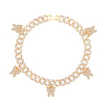 Bling Rhinestone Butterfly Cuban Anklets Bracelet Chunky Cuban Anklet-Anklets-Arimonz-Gold Style B-Arimonz