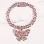 Bling Rhinestone Butterfly Cuban Anklets Bracelet Chunky Cuban Anklet-Anklets-Arimonz-Pink Style A-Arimonz