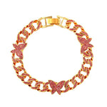 Bling Rhinestone Butterfly Cuban Anklets Bracelet Chunky Cuban Anklet-Anklets-Arimonz-Red Style C-Arimonz