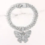 Bling Rhinestone Butterfly Cuban Anklets Bracelet Chunky Cuban Anklet-Anklets-Arimonz-Silver Style A-Arimonz