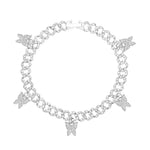 Bling Rhinestone Butterfly Cuban Anklets Bracelet Chunky Cuban Anklet-Anklets-Arimonz-Silver Style B-Arimonz
