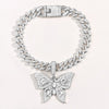 Bling Rhinestone Butterfly Cuban Anklets Bracelet Chunky Cuban Anklet-Anklets-Arimonz-Silver White Style A-Arimonz