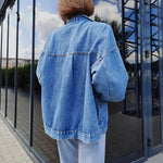 Blue Jean Denim Jacket Oversized Coat Winter Casual Big Pocket Jacket-Jean Jackets-Arimonz-Arimonz