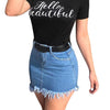 Blue Tassels Zipper High Waist Mini Denim Skirts-Denim Skirts-Arimonz-Arimonz