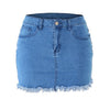 Blue Tassels Zipper High Waist Mini Denim Skirts-Denim Skirts-Arimonz-Arimonz