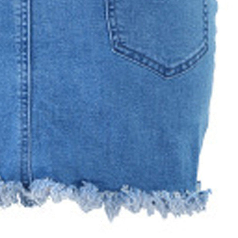 Blue Tassels Zipper High Waist Mini Denim Skirts-Denim Skirts-Arimonz-Arimonz