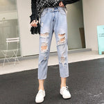 Blue Vintage High Waist Ripped Straight Jean-Straight Jeans-Arimonz-Arimonz