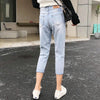 Blue Vintage High Waist Ripped Straight Jean-Straight Jeans-Arimonz-Arimonz