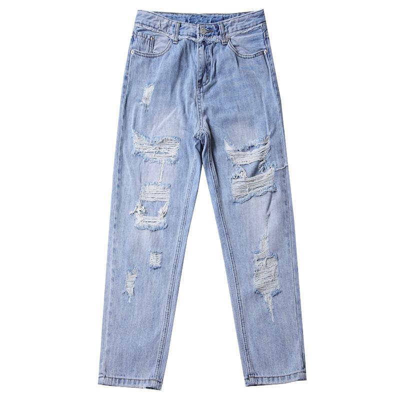Blue Vintage High Waist Ripped Straight Jean-Straight Jeans-Arimonz-S-Arimonz