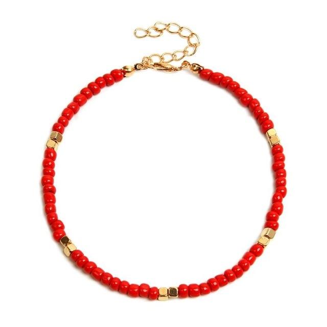 Bohemian Anklet For Women Handmade Beaded Anklet Bracelet Jewelry-Anklets-Arimonz-Dark Pink-Arimonz