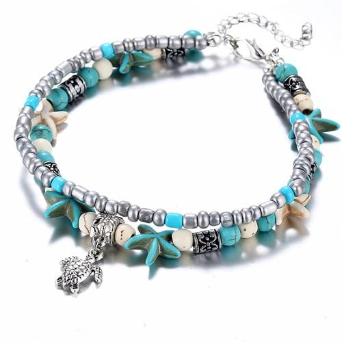 Bohemian Crystal Stones Anklets for Women Double Chain Women Jewelry-Anklets-Arimonz-Style A-Arimonz