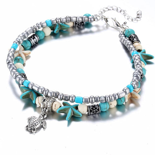 Bohemian Crystal Stones Anklets for Women Double Chain Women Jewelry-Anklets-Arimonz-Arimonz