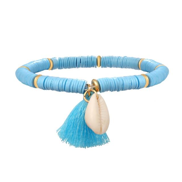 Bohemian Multicolor Tassel Anklet For Women Jewelry Anklet Chain-Anklets-Arimonz-sky blue-Arimonz