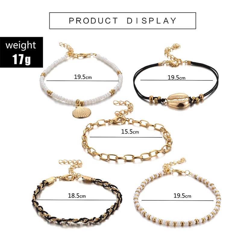 Bohemian Shell Anklet Bracelets Set Pearl Charms Anklet Foot Chain-Anklets-Arimonz-Arimonz