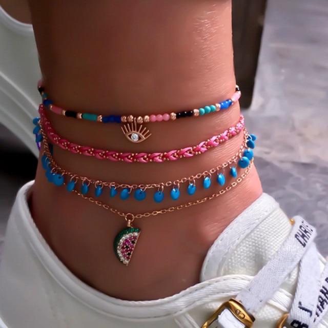 Bohemian Shell Anklet Bracelets Set Pearl Charms Anklet Foot Chain-Anklets-Arimonz-Style C-Arimonz